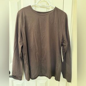 lululemon Love Organic Cotton Brown Crewneck Long Sleeve Top
